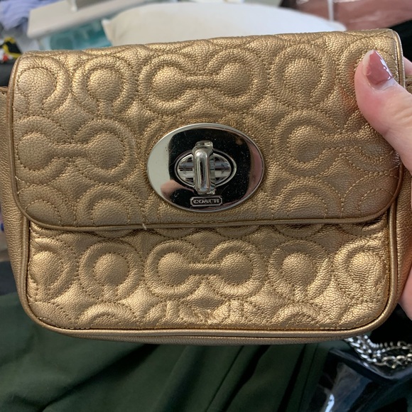EUC Coach Gold Quilted leather mini bag - Picture 16 of 16